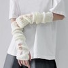 Feelorna Women's Arm Warmers, Y2K Cute Knitted Gloves Stretchy Long