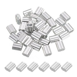 PATIKIL 5/64" / 2 mm Aluminum Crimping Loop Sleeves, 35Pcs Cable Crimp Ferrules Wire Rope Sleeves Loops for Rigging Railing, Silver Tone