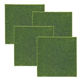 4 PCS Fake Grass Mat 15 x 15 cm – Miniature Artificial Turf Mats for Crafting, Imitation Grass for Dollhouse, Toy Farm, Landscape Models, DIY Garden Decor, Fake Lawn Ornament for Indoor Outdoor Use