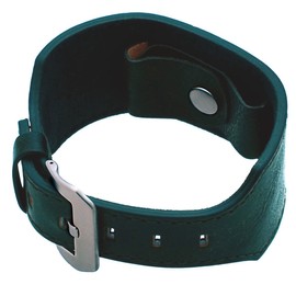 REV Casual Military Genuine Leather Strap Cuff Replacement Band - 18 mm to 24 mm Lug Width Watches (22mm-24mm Watch, Soft Dark Green) - ITAL2DBS