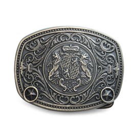 Schöneberger Trachten Couture Belt Buckle Deer & Coat of Arms, Interchangeable Buckle for 40 mm Belt – Lederhosen Costume Buckle Bavaria for Costume Belt, Crest / Antique Brass