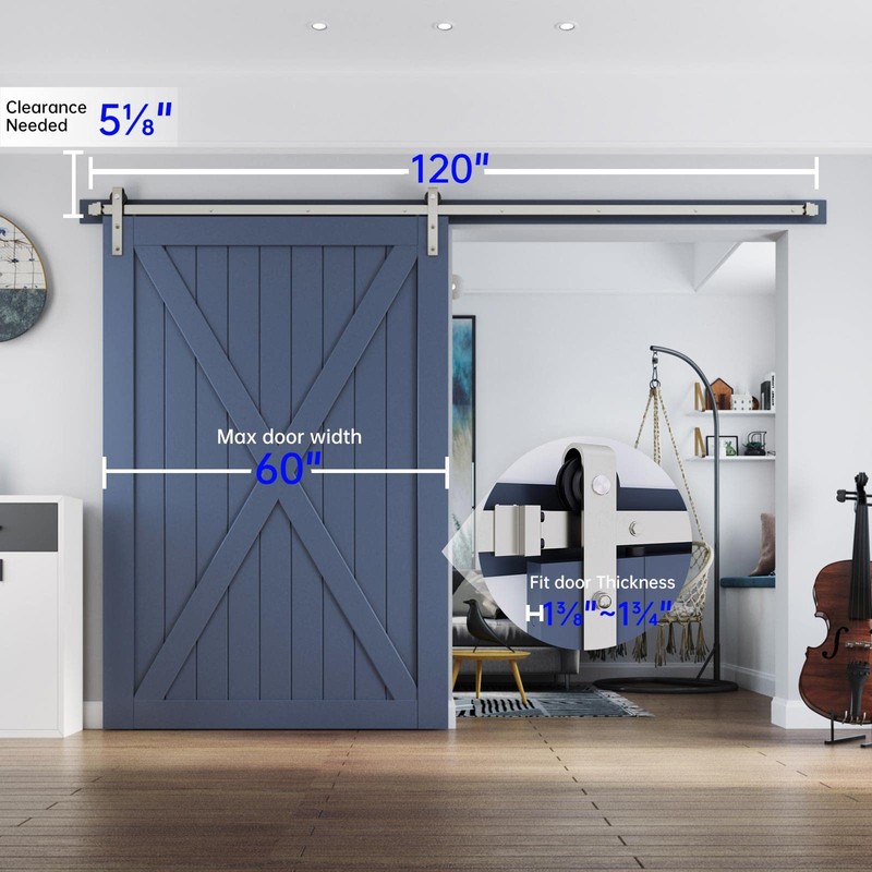 EaseLife 10 FT Brushed Nickel Sliding Barn Door Hardware Track
