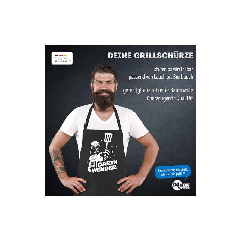 MoonWorks® BBQ Apron with Saying Grillseargent Born to Grill-Geschenke Men
