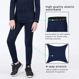 AYESZEQ Youth Boys Compression Pants for Basketball Leggings Sports Tights Kids Athletic Soccer Base Layer 2 Pack Blue White Small