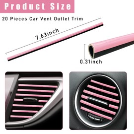 Kewucn 20 PCS Car Air Conditioner Vent Decorative Strip, Waterproof Bendable Auto Air Vent Decoration, Universal Vehicle Interior Accessories Suitable for Straight Air Vents (Pink)