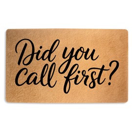 Did You Call First Funny Doormat 17.7x29.5 Inch, Funny Door Mats Outside for Outdoor Indoor Entryway Porch, Faux Coco Coir Doormat with Non-Slip PVC Backing, Funny Gifts for Introvert Home Decor Lover