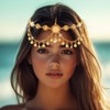 Woeoe Sequin Head Chains Gold Rhinestone Tassel Hair Chain Bohemian