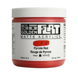 SoFlat Matte Acrylics by GOLDEN, Pyrrole Red, 16 fl. oz. Jar, Professional Acrylic Paint, Opaque