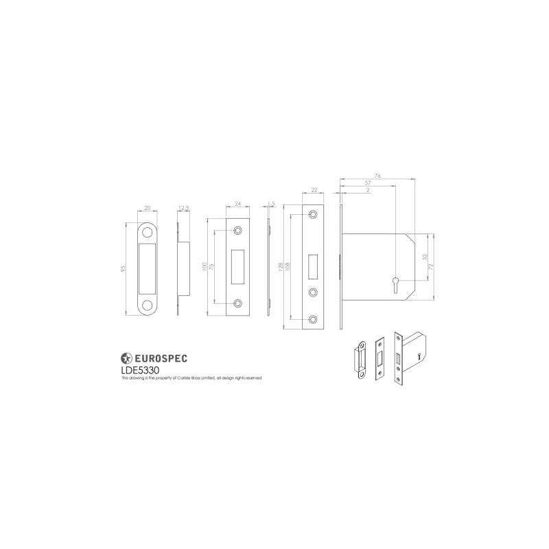 EASI-T 3 Lever Deadlock 76MM Residential (Satin)