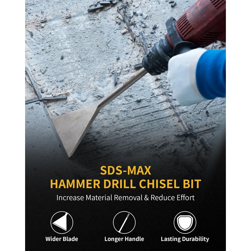 SDS Max Chisel, Firecore 5.9 Inch by 15 Inch Tile