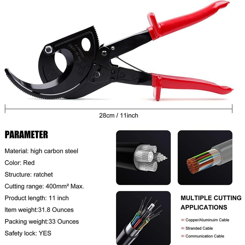 Jargrovs Cable Cutter with Ratchet, Cable Cutter, HS-520A Ratchet Cutter