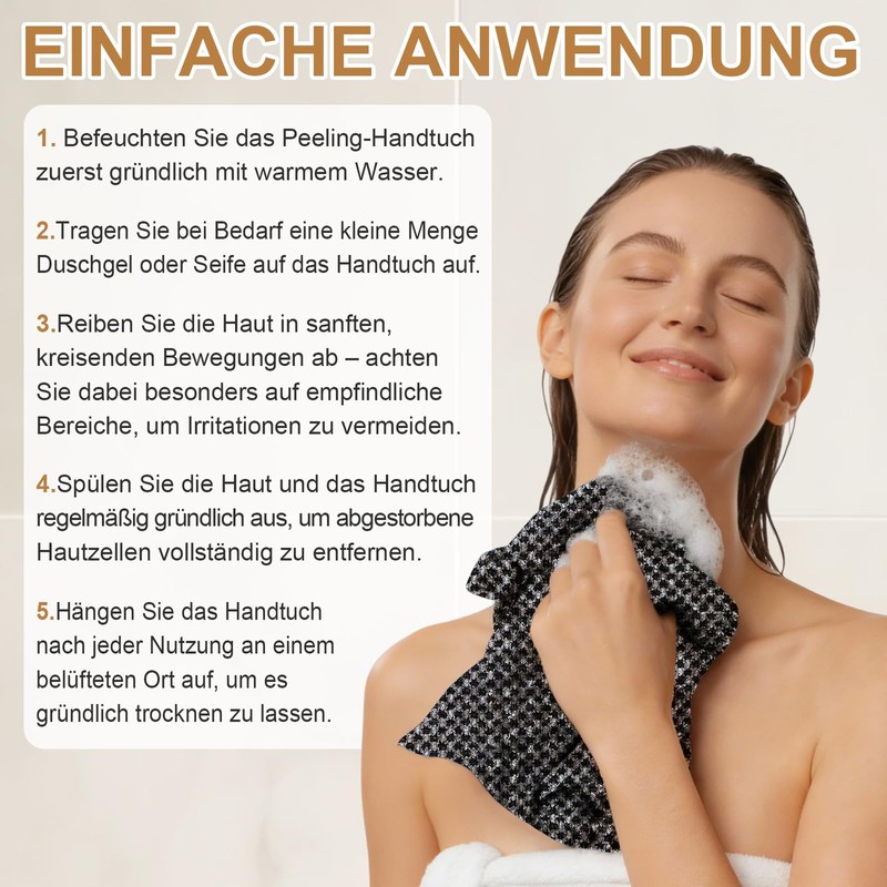 Exfoliating Shower Towel, 2-in-1 Exfoliating Towel, Premium Scrub Wash Cloth