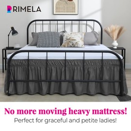 RIMELA Dark Grey Bed Skirts with Split Corners Queen Size 18 Inch Drop,Elastic Bed Skirting Wrap Around, Easy to Install Dust Ruffles,Soft Fabric Machine Washable