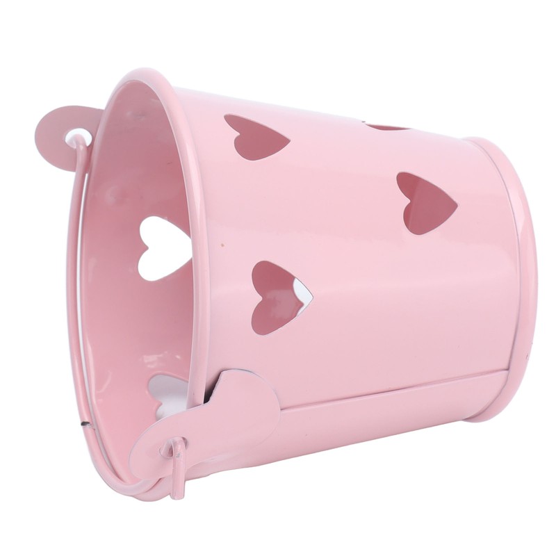 12pcs Mini Metal Bucket Hollow Heart Shaped Bucket with Handle