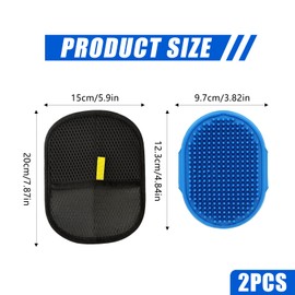 Pet Grooming Gloves, with Pet Bath Brush, Cat Grooming Gloves Pet Grooming Gloves for Dogs Bathing Pet Hair Remover Gloves Versatile Pet Grooming Gloves for Dog&Cat Washing Deshedding Grooming (Blue)