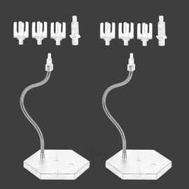 NovaViva Flexible Arm Hobby Action Base Display Stand Compatible with Gundam MG HG RG 1/100 1/144 Scale Figure Model (2Pcs Clear)
