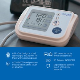 A&D Medical LifeSource PREMIUM Blood Pressure Machine with Wide Range Upper Arm Cuff(22-42 cm/8.6-16.5") Multi-User Home BP Monitor, One Click Operation w/Easy To Read Precise Illuminated Readings