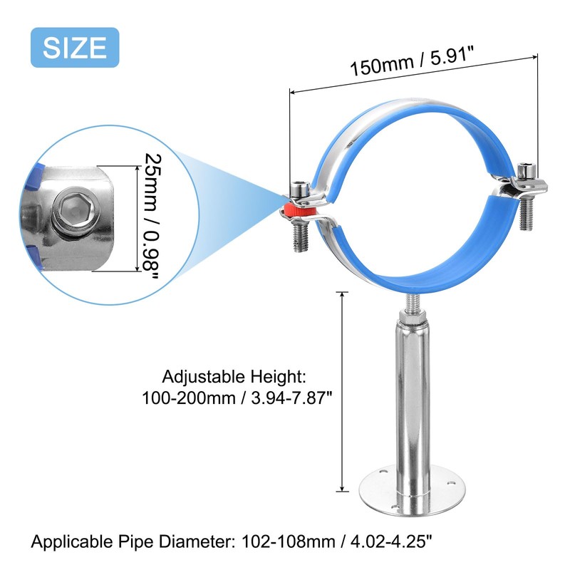 sourcing map 2pcs Pipe Support, Stainless Steel Wall Mount Ceiling