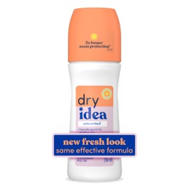 Dry Idea Dry Idea Roll-On Deodorant & Antiperspirant | 2X Longer Sweat Protection | 72-Hour Odor Protection | Unscented & Hypoallergenic for Sensitive Skin, 3.25 oz.
