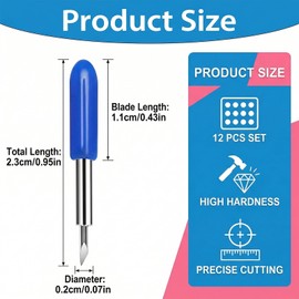 MERQUU Lama per Cricut Joy, 12 pezzi per Cricut Joy Xtra, lama per Cricut Joy Xtra, lama coltello per Cricut, lama per Cricut, lame di ricambio ad angolo di 30/45/60°, per Cricut.