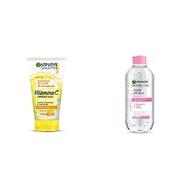 Garnier Gel Limpiador Facial Tono Uniforme con Vitamina C Express Aclara 150ml, 170 grams, 150 mililitro, 1  Garnier Skin Naturals Face Agua Micelar  
