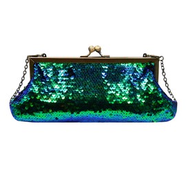 Aisi Women Girls Sparkling Mermaid Clutch Purse Elegant Glitter Evening Handbag Sequin Chain Shoulder Cross Body Bag