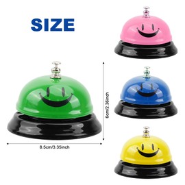 4 Pcs Call Bell, Table Bell, Desk Bell, Reception Bell with Crisp Bells, Smile Reception Bell, Stainless Steel Desk Bell Counter Bell, Bell Ring for Christmas Service Hotel Kids Game Restaurant Bar