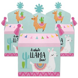 Big Dot of Happiness Whole Llama Fun - Treat Box Party Favors - Llama Fiesta Baby Shower or Birthday Party Goodie Gable Boxes - Set of 12