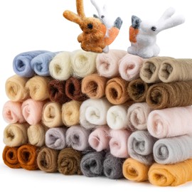 Sukh Sukh 40pcs Felting Wool Roving - 20 Dark Colors Wool Roving for Needle Felting - Core Wool Roving Bulk Spinning DIY Craft Mix Color