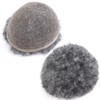 Salt and Pepper Afro Toupee for Men Human Hair Replacement