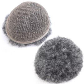 Salt and Pepper Afro Toupee for Men Human Hair Replacement System French Lace Mens Hair Piece Protesis African American Man Hairpiece 1B Off Back With 50% Grey Male Toupee