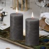 BOLSIUS 4 Pack Black (Stormy Gray) Rustic Pillar Candles -