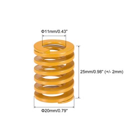 sourcing map Pack of 2 3D Compression Springs 20 mm AD 25 mm Long Yellow Compression Spring 3D Printer Accessories Spring Spring Tension Spring Coil Spring Light Load Compression Moulde Springs