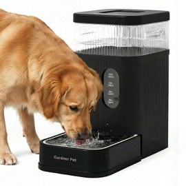 Gardner Pet 2.2 Gallon Automatic Dog Water Bowl Dispenser 8.5L Gravity Water Feeder with Stainless Steel Bowl & Maifan Stone Filter, BPA-Free for for Cats and Dogs (Black, 2.2 Gallon)