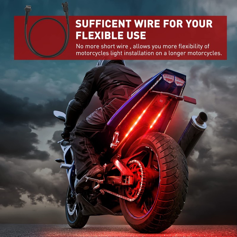 Nilight Extension Cable for Motorcycle LED Strip Lights 4PCS 2