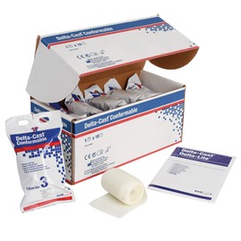 BSN Medical Delta-Cast Conformable Polyester Casting Tapes, White, 3" X 4 Yds, Pack of 10 Rolls