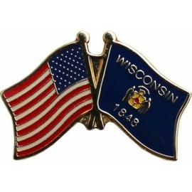 RFCO USA American Wisconsin State Friendship Flag Bike Motorcycle Hat Cap lapel Pin