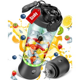 Portable Blender, 20 Oz Mini Personal Blender for Shakes and Smoothies, 240W Small Blender USB Rechargeable with 6 Blades & Travel Lid BPA Free for Kitchen, Office, Gym and Travel (Black)