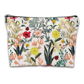 iapodiad Bolsa de maquillaje Abstact Flores Tropicales Bolsa de cosméticos Mini Portátil Bolsa de viaje Organizador Cepillos de Maquillaje Accesorios Estéticos Bolsa de Almacenamiento Impermeable para Mujeres, Blooming Flower, Una talla