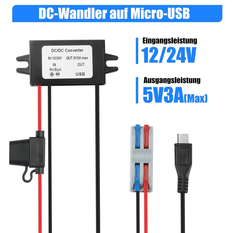 YBBOTT Micro USB Buck Coverter Step Down DC Converter 12V/24V