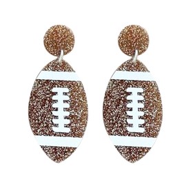 Luolinice Football Dangle Earrings Punk Football Sports Earrings Rhinestones Rugby Earrings Football Jewelry for Women, Brown
