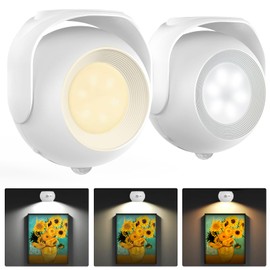 HOMEBEST 2 Pcs Motion Sensor Rechargeable Wall Mounted Lights, 3200mAh LED Wall Sconces Lamp, 3 Colors Temperatures & Dimmable Eye-Care Magnetic 350° Rotatable Light for Bedroom, Bedside, etc, Cream