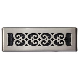 Decor Grates SPH210-NKL 2 10-Inch Scroll Floor Register, 2x10, Brushed Nickel Finish