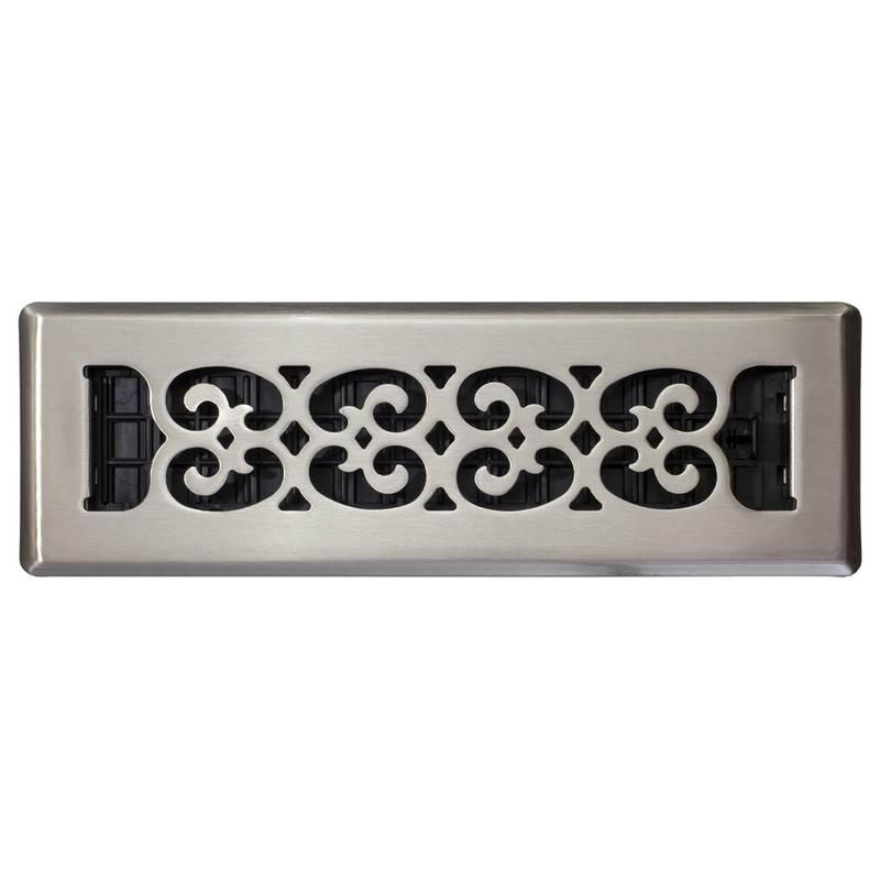 Decor Grates SPH210-NKL 2 10-Inch Scroll Floor Register, 2x10, Brushed