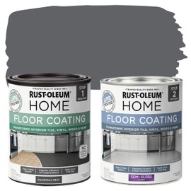 Rust-Oleum 367604 Home Interior Floor Coating Kit, Semi-Gloss Charcoal Gray