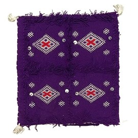 Moroccan Berber Cushion Cover Purple White Red Sequin 37 x 34cm