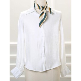 Allegra K Women's Striped Scarf, Neckerchief, Square Scarf, Hair Decoration, Ribbon, Silk-like, Smaller, peacock green