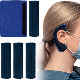 STSTR 4Pcs Nasal Cannula Ear Cushions, Breathable Oxygen Ear Protectors for Oxygen Tubing, Soft Loop Design Comfort Ear Pads for Ear Pain Relieve, Eyeglasses, Oxygen Users - Blue, 12 x 9 cm