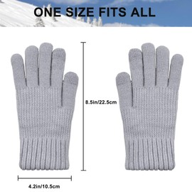 Hopsooken Winter Gloves for Women Touchscreen Warm Thermal ladies Wool Fleece Lined Cable Knit Gloves for Cold Weather(Grey)