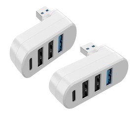 4 in 1 [90°/ 180° Degree Rotation] USB 3.0 Hub, Multi-Port Adapter with 3 USB Ports and 1 USB C Power and Data Port, USB 3.0 Hub Compatible with Laptop/Table/Cellphone/Keyboard/Printer/MacBook